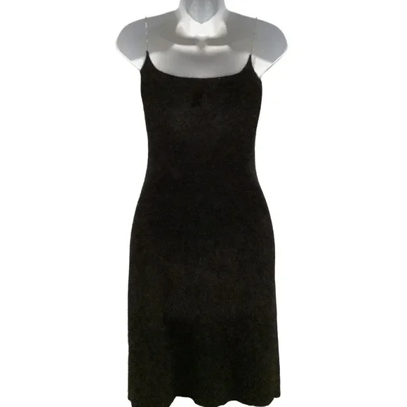 RALPH LAUREN RARE VINTAGE BLUE LABEL BLACK ANGORA DRESS /RHINESTONE STRAPS XS - Picture 5 of 10